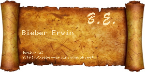 Bieber Ervin névjegykártya